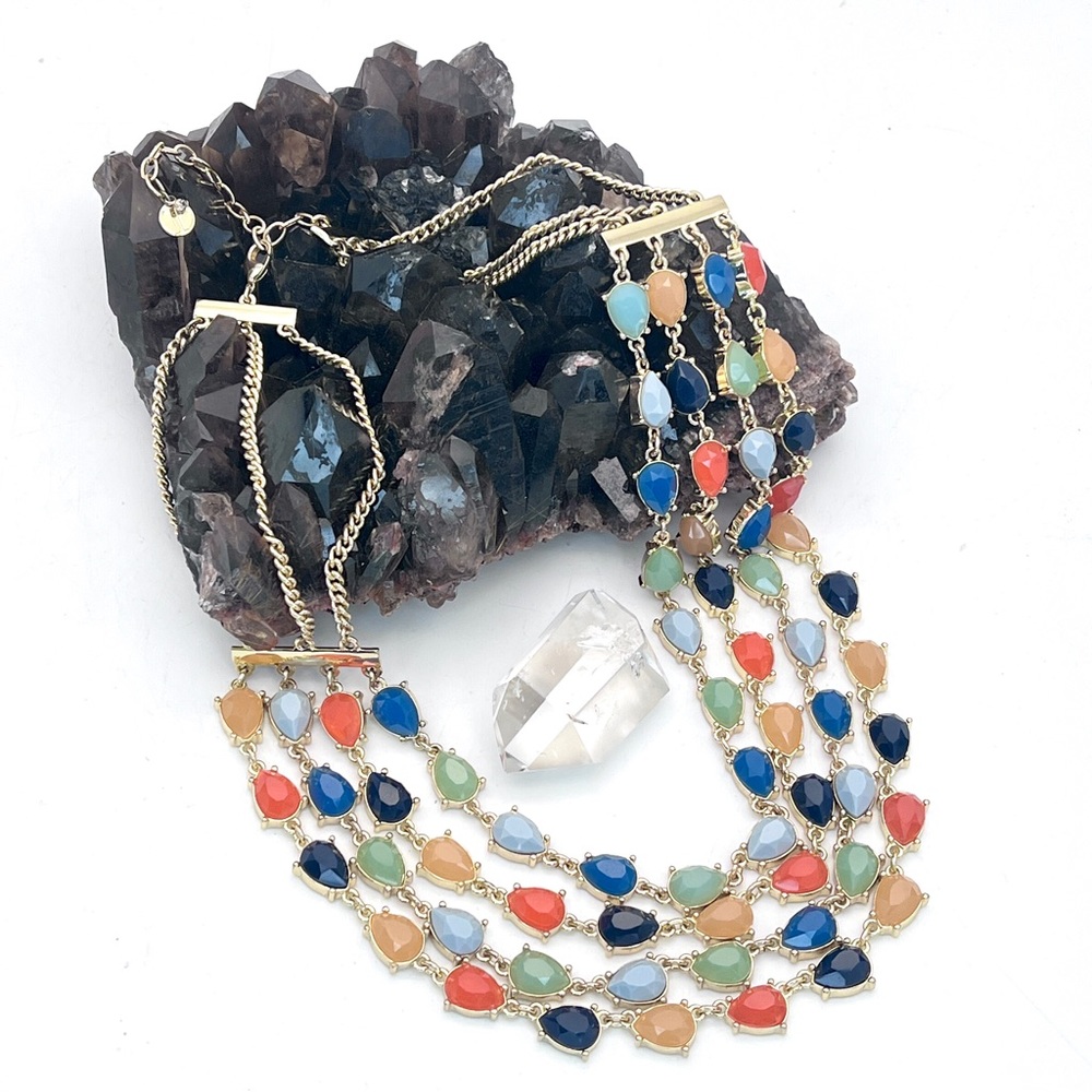 Talbots Multi Colored Multi Strand Gold Tone Neck… - image 6